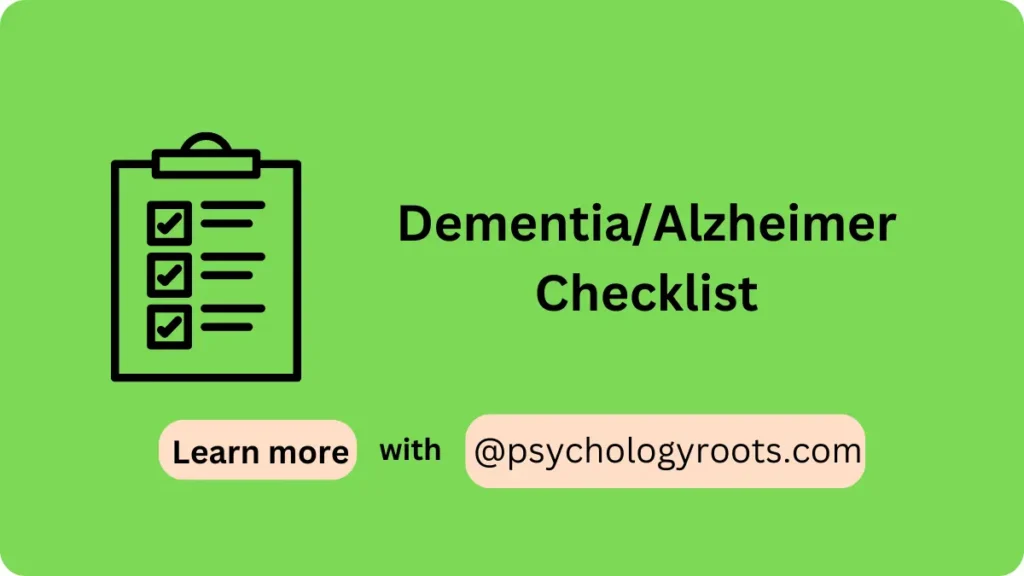 Dementia/Alzheimer Checklist