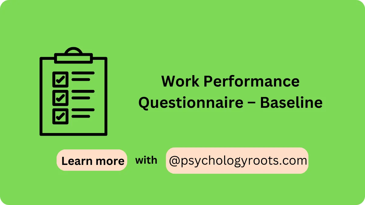 Work Performance Questionnaire – Baseline