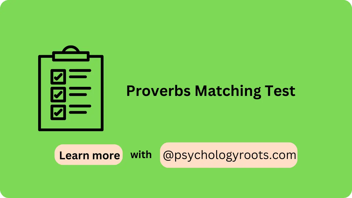 Proverbs Matching Test